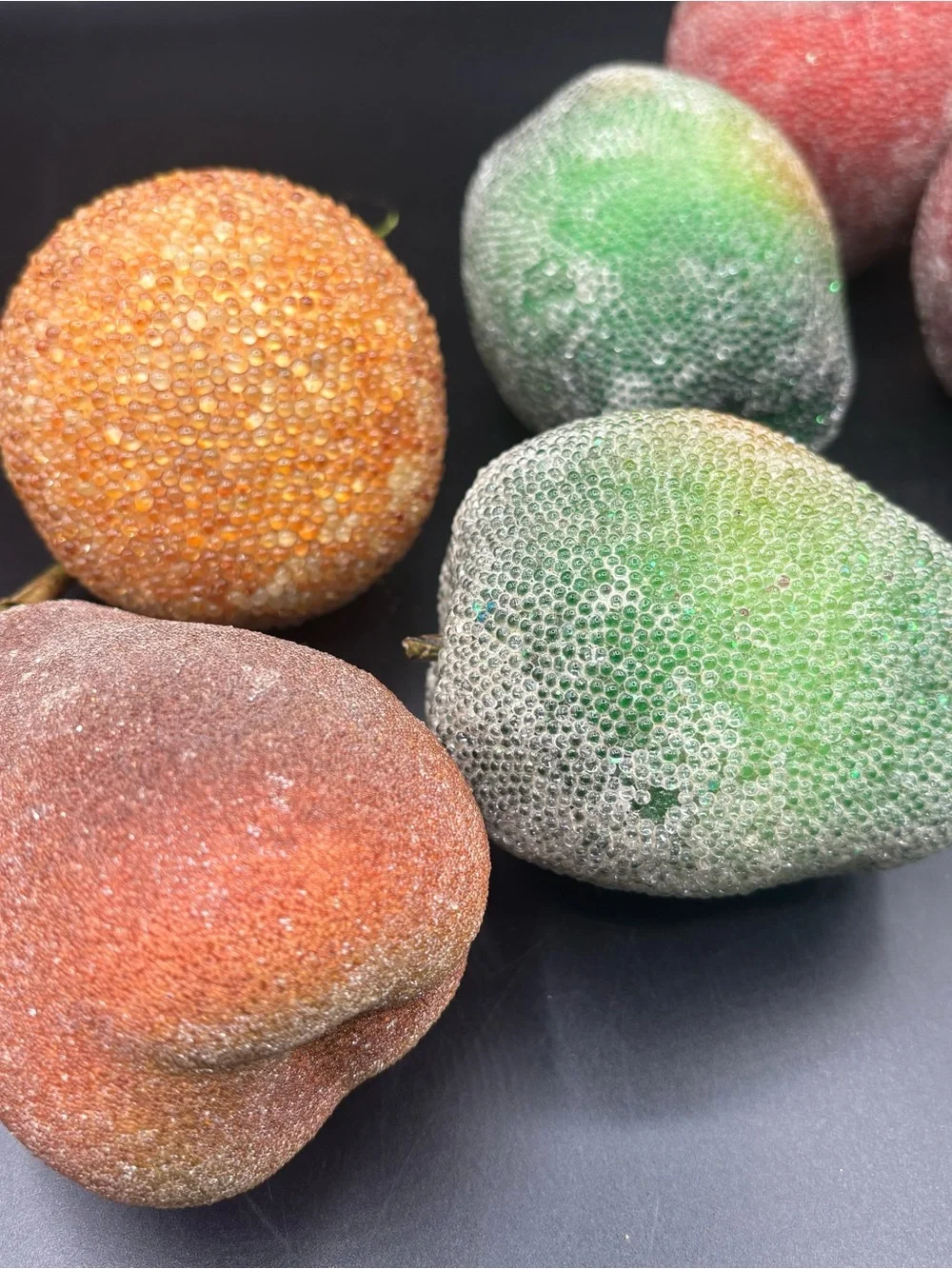 Vintage Fruit Beaded Faux Decor 90s Set of 13 Apple Orange Pear Grapes
